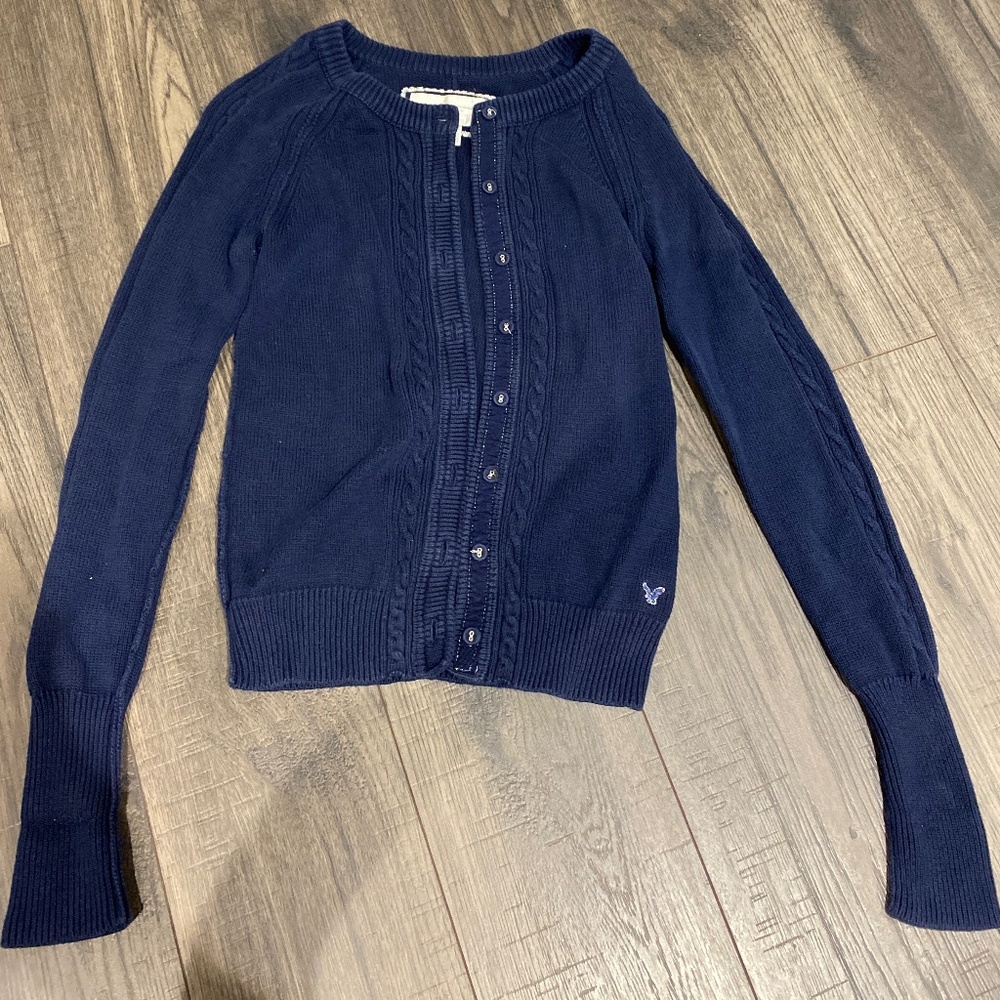 Navy Cardigan with Ribbon belt